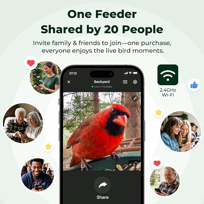 Kiwibit Solar Smart Bird Feeder with Camera No Subscription, AI Bird Species Identification, 4K UHD Live Video & 8MP Photos, Wireless Outdoor Wild Bird Watching Gifts for Bird Lovers, Brown