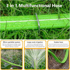 Heavy Duty Sprinkler Soaker Hose 75 FT, Flat Garden Hose with Holes, Efficient Flexible Irrigation Hose for Yard, Lawn and Garden, Includes Stakes