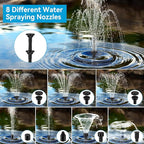 POPOSOAP Solar Fountain Pump with 3600mAh Battery Backup, 8W Solar Powered Bird Bath Fountain with Dry-run Protection & Double-layer Nozzles 5Ft Tubing for Pond, Bird Bath, Backyard Water Feature