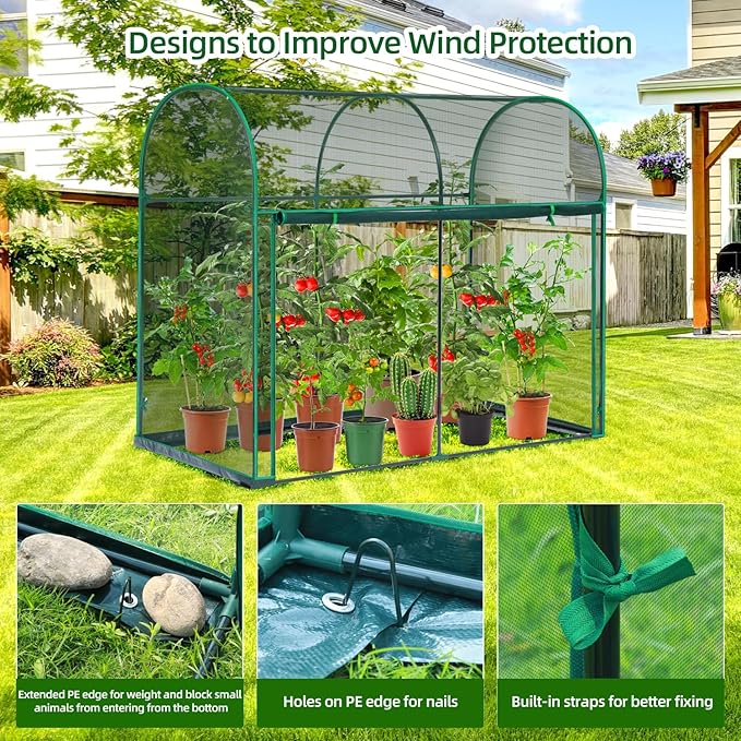 Ohuhu Crop Cages for Garden Plant: 6x3x5 Ft Tent Cage, Plant Netting Cover with Zipper, Garden Bed Cover, Plant Cover from Animal Wind-Resistant Garden Cage for Fruit Vegetable Flower