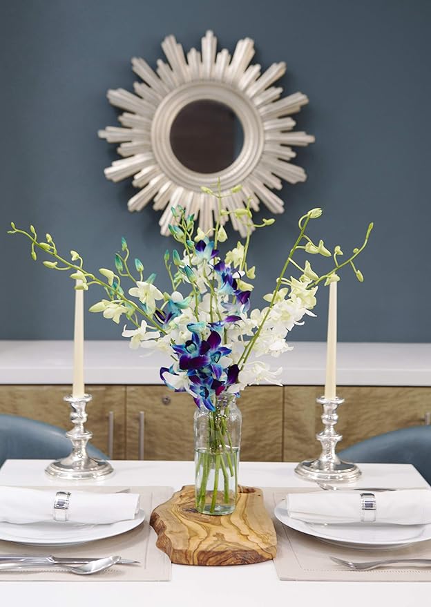 KaBloom - Starry Night in the Tropics Bouquet of Blue and White Orchids with Vase - Fresh Flowers for Birthday, Valentine's & Mother's Day