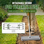 Lawn Leveling Rake 2.0, 2-in-1 Double-Sided Landscape Leveler with 20 Marking Flags for Low Spot, Heavy Duty Stainless Steel Flat & Serrated Side for Soil Sand Gravel, Yard Garden Golf Course 30"×10"