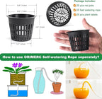 ORIMERC 25 Pack 3 inch Net Cup Pot with 25 feet Hydroponic Self Watering Wick & 25 Pcs Plant Label Aquaponics Mason Jar Insert Orchid Rimmed Netted Basket Slotted Mesh Garden kratky Growing Vegetable