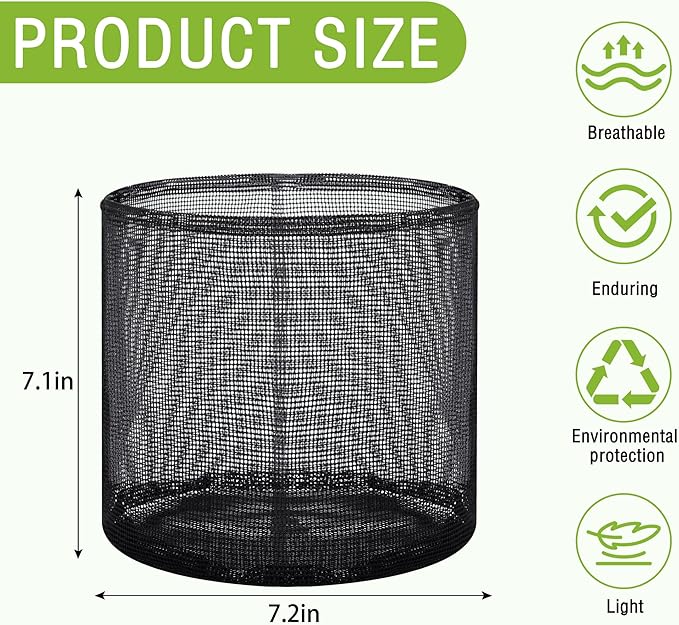 EBaokuup 4 Pcs Aquatic Pond Planting Bags-7.1" H x 7.2" Dia Reusable Mesh Water Garden Pond Plant Pot-Breathable Black Round Lily Plant Pots for Pond Bog Plant Garden Terrestrial Plant