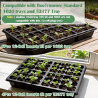 RooTrimmer 40 Pack Reusable 12-Cell Seed Starter Tray, Plant Starter Trays with Large Drainage Holes for Seed Germination, Easy to Repotted, Fits Standard 1020 Flats and TD377 Trays, Black