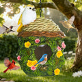 Bird Houses for Outside Bird Nesting Design Resin Birdhouse, Garden Outdoor Decor Bird House with Flower and Leaf Details, Birdhouses for Outdoors for Bluebird Finches Cardinals