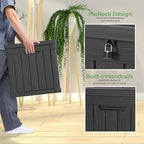 51 Gallon Outdoor Deck Box, Lockable Waterproof Outdoor Storage Boxes For Garden Tools,Indoor Cushions,Accessories Outside Storage Resin Weatherproof Container(Black)