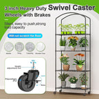 Abimars 4-Tier Greenhouse with Wheels, Height-Adjustable Shelves Metal Plant Shelf with PVC Cover for Seed Starting Trays, Seedling Pots, Plant Pots, 13x29x73inch