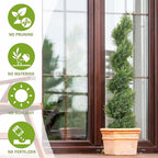 THE BLOOM TIMES 4ft Artificial Topiary Trees Set of 2, 48 inch Faux Cedar Cypress Spiral Topiary Trees Outdoor - Fake Plants for Garden Front Porch Indoor Outside Planter Decor 4 Foot