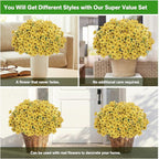 Artificial Flowers Fake Plants for Outdoors Spring Decoration, 13Bundles Silk Realistic UV Resistant Faux Flowers for Outside Planter Porch Yard Patio Garden Home Indoor, Yellow