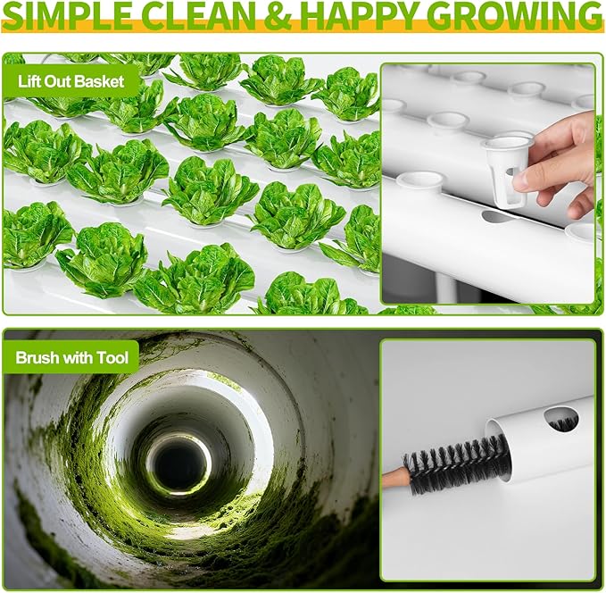 SPECILITE Hydroponics Growing System with Wheels, 3-Tier 108 Plant Sites Food-Grade PVC-U Pipes Gardening Kit for Leafy Vegetables, Lettuce, Herbs, with Water Pump, Indoor, Outdoor