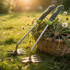 Hand Weeder Puller Tool, Heavy-Duty Stainless Steel Root Removal Tool with Ergonomic Non-Slip Handle, Manual Dandelion Remover for Garden Lawn Yard, Handheld Weeding Tool for Deep Roots, 2 Pack