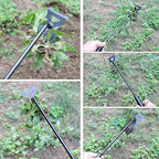Weed Removal Tool, New Garden Weeding Tools Manganese Steel Hand Weeder Tool with Handle, 5 Teethes Dual Purpose Manual Weeders Tool Weed Tool for Garden (Black)