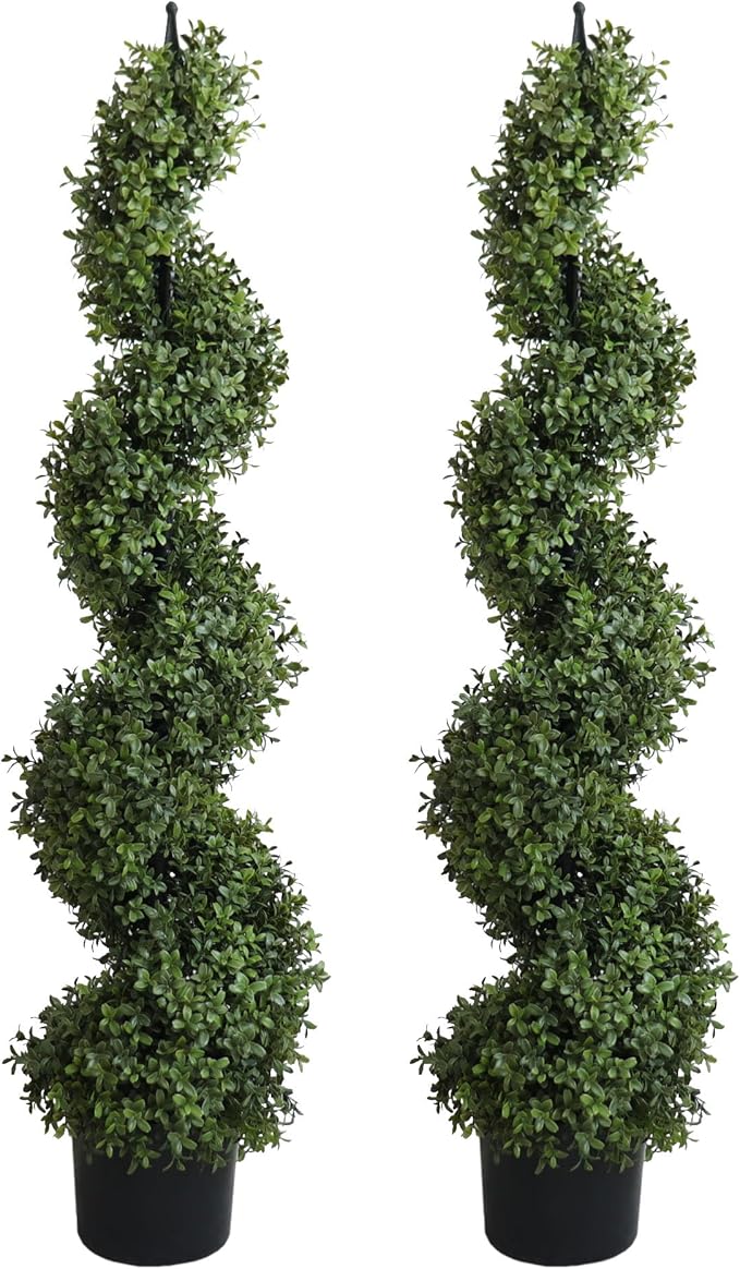 48'' Spiral Artificial Topiaries Trees Outdoor Front Door Decor Set of 2