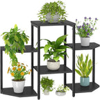 Plant Stand Indoor,Multiple Plant Shelf Corner Rack, 6 Potted Plant Stand, 6 Tiers Large Flower Holder, Planter Display Rack for Patio Balcony Living Room Bedroom Decor, Black