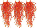 RECUTMS Artificial Hanging Plants Fall Faux Eucalyptus Leaf Fake Hanging Plants Fall Hanging Vines Artificial Flowers Faux Autumn Plants for Thanksgiving Indoor Outdoor House Wedding Party(Gold)