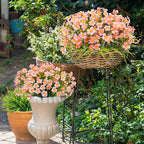 36pcs Faux Plants Outdoor, Uv Resistant Artificial Plants Outdoor Fake Flowers Plants Plastic Greenery Shrubs for Outside Window Box Garden Patio Porch Home Decor (Mixed Pink)