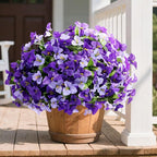 Bouganivillea Spring Artificial Flowers for Outdoors, 4 Bundles Fake Bougainvillea UV Resistant Silk Flowers for Outside Faux Outdoor Plants for Planter Patio Porch Window Garden Home, Mixed Purple