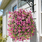 Artificial Hanging Baskets Outdoor, 4 Bundles Artificial Hanging Flowers Outdoors Spring Summer Decoration, No Fade Realistic Fake Hanging Baskets for Porch Patio Balcony Home Yard Decor