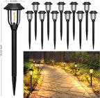 ILANCK Solar Pathway Lights Outdoor,12 Pack Solar Lights Outdoor Waterproof, Warm White Auto On/Off LED Solar Powered, Garden Landscape Lighting for Yard Walkway Driveway Path Decorative