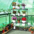 Ohuhu Plant Greenhouse Shelves 4 Tier 2 Pack Extra-Wide Stable Green House Shelving for Outdoor, 31x18x42 Inch Portable Rustproof Metal Shelf Plant Stand Rack Greenhouse Accessories