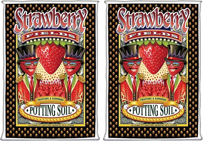 FoxFarm Strawberry Fields Fruiting & Flowering Potting Soil, 1.5 Cu.ft (Pack of 2) - Designed to Pump Up Your Blooms, Fruits, and Berries - Made for the Fruiting and Flowering Stages of Plants