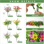 INQCMY Artificial Flowers for Outdoors Faux Plants Fake Flowers Spring Summer Decoration,12 Bundles Faux Silk Colorful Daisy Realistic UV Resistant for Outside Home Planter Window Porch Patio Yard