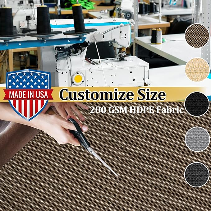 Shade&Beyond Customized Size 4' X 7' Shade Cloth with Grommets, 90% UV Protection UV Protection Mesh Tarp Sun Screens for Patio GN01, Mocha
