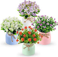 Der Rose 4 Pack Fake Flowers Small Artificial Faux Plants Indoor Summer Spring Decor for Centerpiece Table Decorations Home Office Desk Wedding Apartment Decor