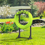 Garden Hose Holder Reel, Upgraded Metal Hose Reels Holds 150ft Hose, Heavy Duty Freestanding Water Hose Holders, Detachable Hose Storage Hanger for Outside - Flower Vine