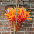 8 pcs Fall Artificial Flowers for Decoration, Fake Artificial Tall Grass Plants for Outdoors, Orange Faux Tropical Greenery Autumn Front Porch Patio Garden Outside Plastic Shrubs Bushes