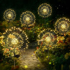 Solar Garden Lights Outdoor Decor Waterproof, 4Pack 120LED Firework Lights for Garden Decorative, Fairy Lights Solar Powered for Yard, Patio,Pathway,Flowerbed,Planter,Party(Warm White)