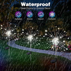 btfarm 2 Pack 120 LED Solar Garden Lights Outdoor, 8 Modes Firework Lights Solar Powered, Waterproof Twinkle Fairy Light Outside for Yard Patio Pathway Pool Christmas Party Decorative, Cool White