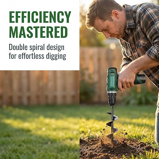Auger Drill Bit for Planting, 1.6" x 16.5" Heavy Duty Garden Auger, Post Hole Digger, Bulb Planter, Fence Post Hole Tool for 3/8" Hex Drive Drill