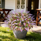 12 Bundles Artificial Coleus Flowers | UV Resistant No Fade Silk Faux Plants | Spring Summer Outdoor Fake Greenery for Garden Patio Planters Front Porch Pathway Decor (Purple)