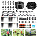 256FT Drip Irrigation System Kit, 163PCS Automatic Garden Watering Misting System with 1/4" Distribution & 1/2" Hose Tubing and Accessories for Greenhouse, Yard, Lawn, Plant