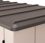 Lifetime Vertical Storage Shed, Desert Sand, Resin Outdoor Tool Shed with Lockable Doors and Weather-Resistant Panels
