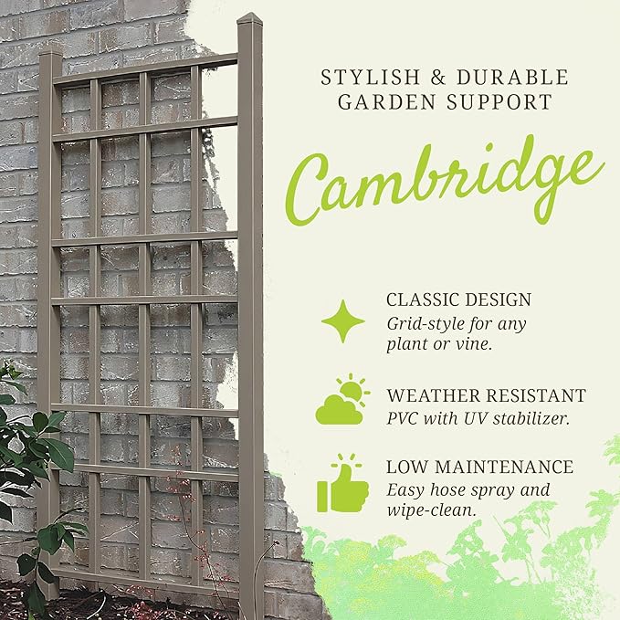 Dura-Trel Cottage 28 by 66 Inch Heavy Duty Weather Stabilized PVC Vinyl Outdoor Garden Patio Trellis with Ground Anchors, Mocha