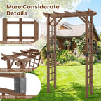 Giantex 7FT Wood Garden Arbor Trellis, Wooden Wedding Arch for Ceremony Party, Outdoor Archway Pergola for Climbing Plants, Pathway, Yard, Garden Decor, Easy Assembly (Dark Brown, 55''W x 85''H)