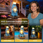 GIGALUMI Garden Gnomes, Solar Statue Outdoor Decor, Gnome Gifts Decoration with LED for Patio Yard Lawn Balcony, Christmas/Birthday Gift for Mom Women