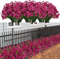 21 Bundles Artificial Outdoor UV Resistant Flowers No Fade Fake Outside Flowers Plastic Greenery Faux Shrubs Garden Porch Window Box Home Decoration(Rose Red)