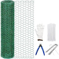 16ftx11.8In Plant Protectors from Animals,Plant Cages for Outdoor Plants,Wire Plant Protector Cage,Wire Plant Protector,Chicken Wire Cloche with Ground Stakes & Nylon Ties Protect Plants from Animals