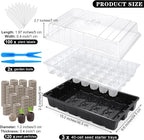 Hahood 3 Pack Seed Starter Tray Kit 120-Cells Germination Starter Tray with Humidity Dome and Base Including 120 Peat Pellets, Plant Labels, Tool, Plastic Plant Growing Tray for Garden Planting, Black