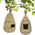Gute Hummingbird Houses for Outside Hanging, Natural Grass Hanging Bird Hut, Hand Woven Hummingbird Nest, Large Wren Finch Bird House for Garden Window Outdoor Home Decoration, Set of 2
