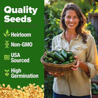 HOME GROWN Jalapeno Pepper Seeds 129+ Heirloom Non-GMO Seeds for Planting, High Germination, Mild to Medium Heat Hot Peppers, Prolific Garden Crop, Perfect for Salsa & Pickling (Capsicum annuum)