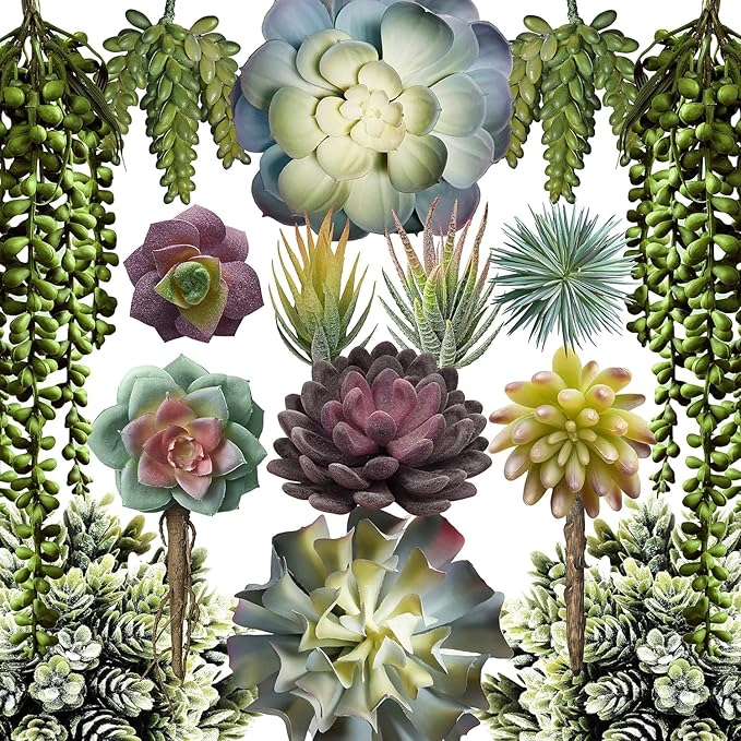 caqpo Artificial Succulents - 30 Pack - Premium Unpotted Succulent Plants Artificial - Realistic Textured Succulents - Fake Succulent Plants for DIY - Feaux Faux Cactus Plant Bulk