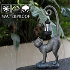 Outdoor Spring Decorations Gifts Cat Garden Statues with Solar Lights, Home Decor Cat Figurines for Lawn,Patio,Balcony,Porch,Yard Art Ornament- Birthday Gifts for Women Grandma Sister