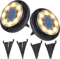 Flacchi Solar Lights Outdoor Waterproof - 2-in-1 Solar Powered Ground Lights Outdoor Solar Disk Light Landscape Light for Deck Step Patio Yard Pathway Walkway Driveway Garden (Warm White, 2 Pack)