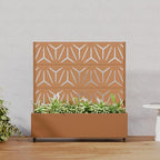 Casaphoria Metal Raised Garden Bed with Trellis and Wheels, 47"x47"x16" Planter Box for Climbing Plants, Vegetables & Vines, Features Drainage Holes and Privacy Screen, Brown-Star