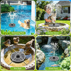 Solar Fountain with 3 Spray Height, Works in Shade, 3.5W Glass Solar Bird Bath Fountains with 2000mAh Battery and 4 Rotating Rods, 7 Nozzles, Outdoor Water Fountain Pump for Garden, Pool, Pond